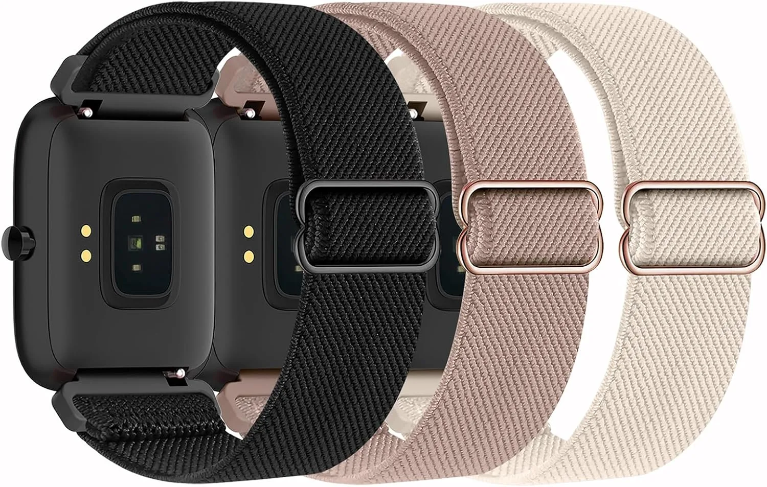3 Pack Stretchy Nylon Band Compatible with SKG Smart Watch Bands for Women Men, Quick Release Soft Elastic Strap Replacement Wristbands for SKG-V7/SKG V7 Pro Smart Watch