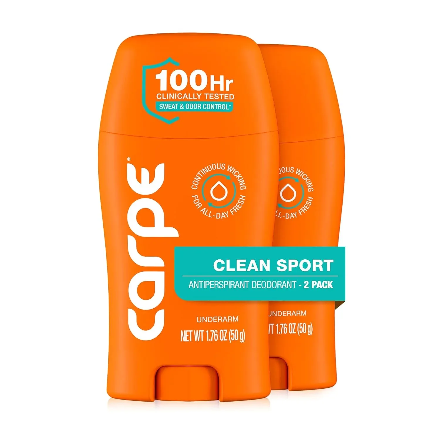 Desodorante Antitranspirante Carpe 100 Horas para Hombre Clean Sport Pack 2