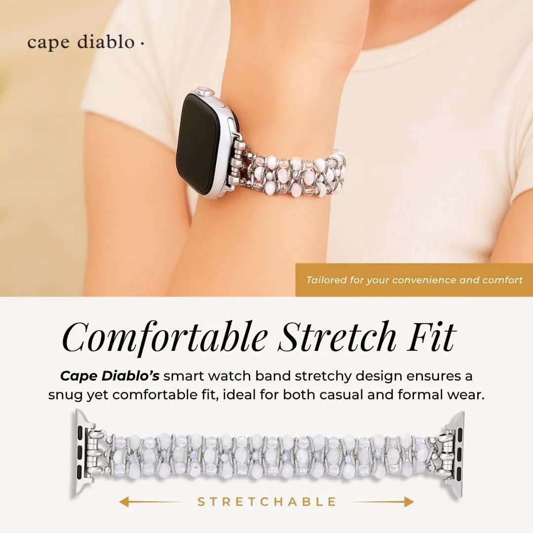 Cape Diablo Smart Watch Band for Women - Handmade Gemstone Strap - Compatible with 38mm-45mm Apple Faces
