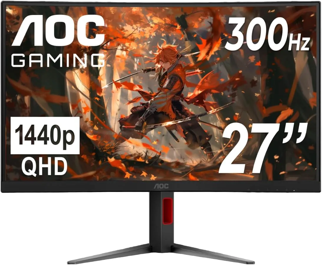 AOC 27 Inch Curved Gaming Monitor 2K QHD 300Hz VA 0.3ms, CQ27G4ZH