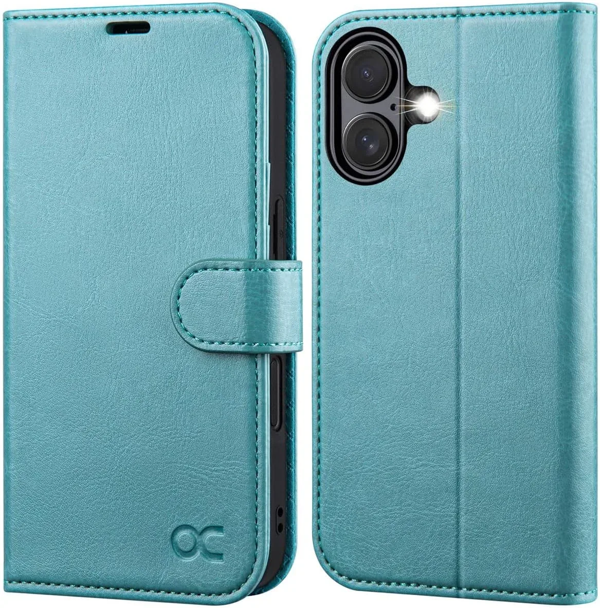 OCASE for iPhone 16 Wallet Case, Card Holder, Ice Blue
