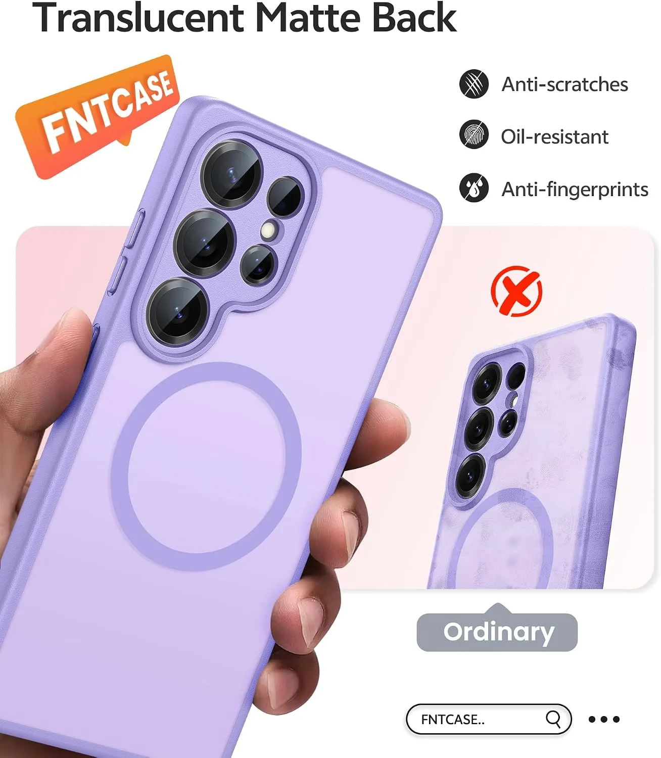 FNTCASE for Samsung Galaxy S25 Ultra Case, Fit for Magsafe, Light Purple