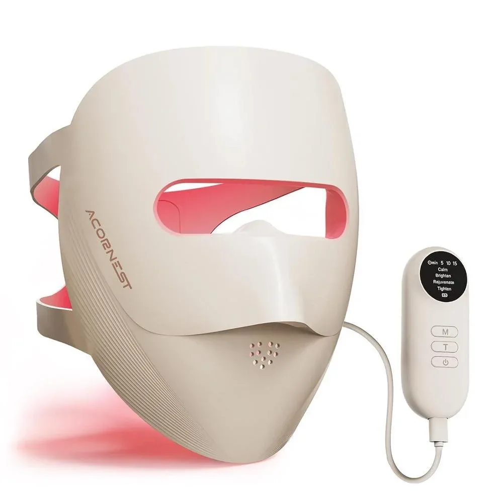 Máscara de terapia de luz roja Acornest para rostro, 4 modos, 328 LEDs