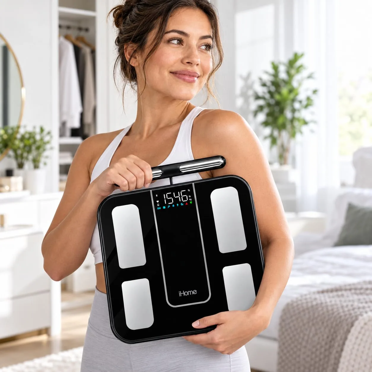 iHome 8-Electrode Smart Scale with Handle, Body Fat, BMI & Muscle Mass