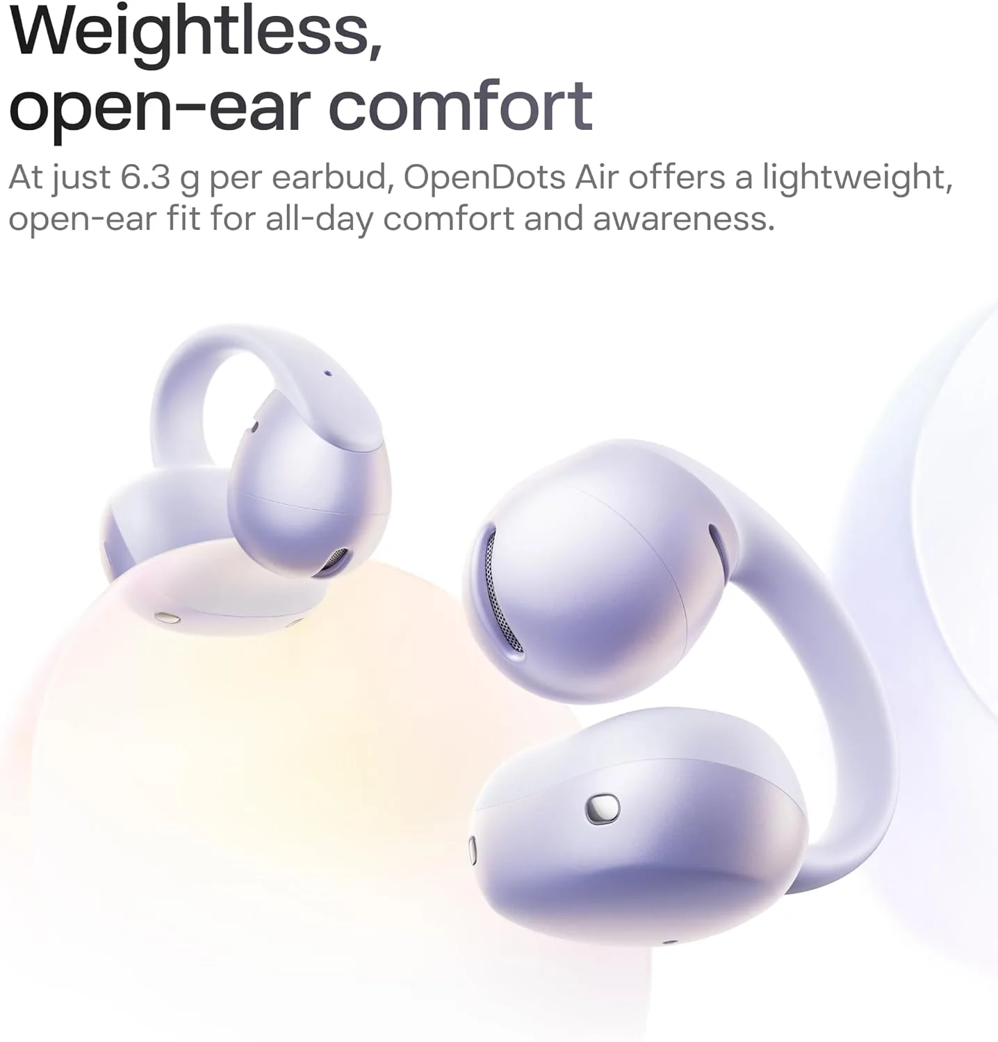 SHOKZ OpenDots Air Open-Ear Clip-On Bluetooth Earbuds, Purple,Touch Control