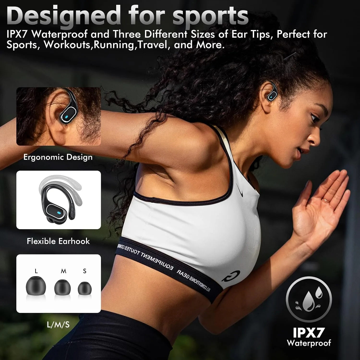 HAOYUYAN Wireless Earbuds, Sports Bluetooth Headphones, 80Hrs Playtime Ear Buds with LED Power Display, Noise Canceling Headset, IPX7 Waterproof Earphones for Workout/Running