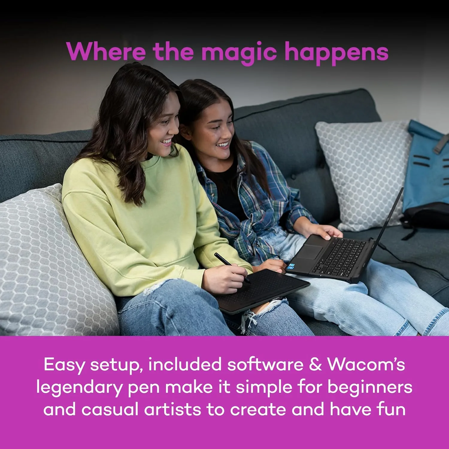 Wacom Intuos Medium, Bluetooth Graphic Drawing Tablet with Pen + Software