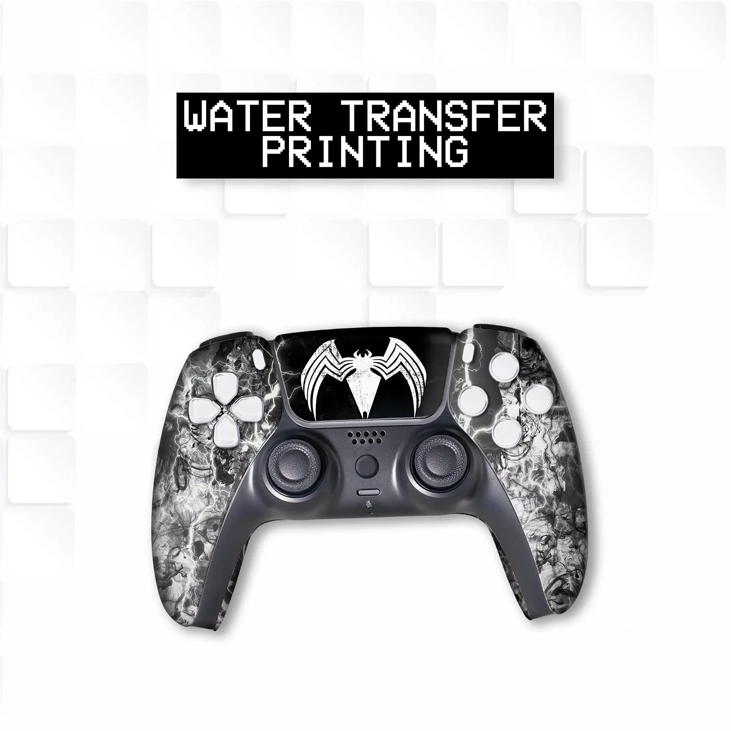 Vennom Custom PS-5 Controller Wireless compatible with Play-Station 5 Console by BCB Controllers | Proudly Customized in USA with Permanent HYDRO-DIP Printing (NOT JUST A SKIN)