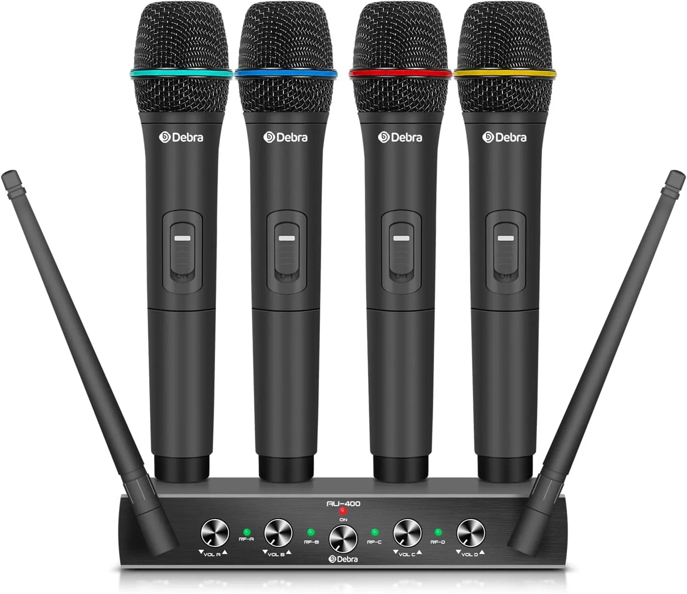 D Debra Audio AU400 Pro UHF 4 Channel Wireless Microphone System