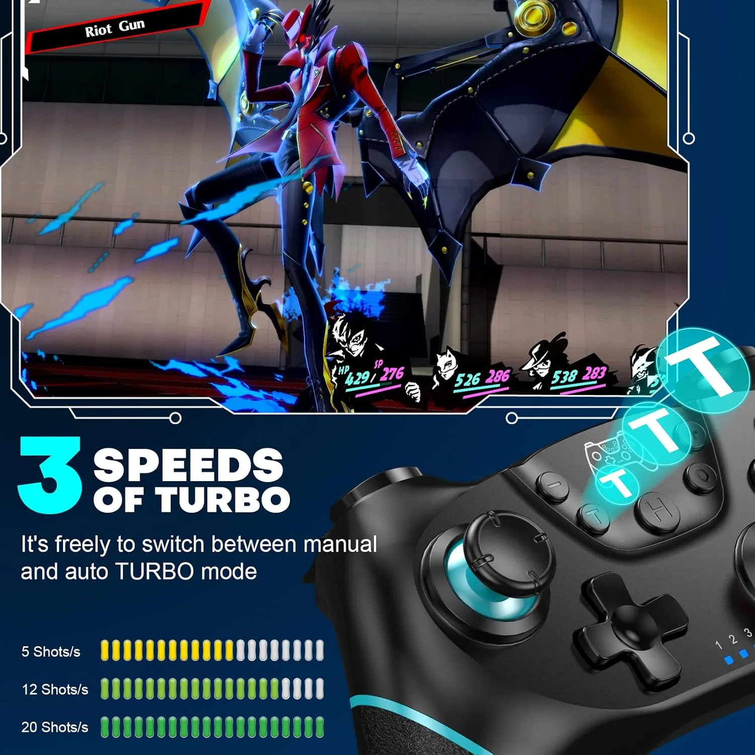 Diswoe Switch Controller, Wireless Pro Controller for Switch 2/Switch/Switch Lite/Switch OLED, Switch Remote Gamepad with Joystick, Adjustable Turbo Vibration with Programmable Function