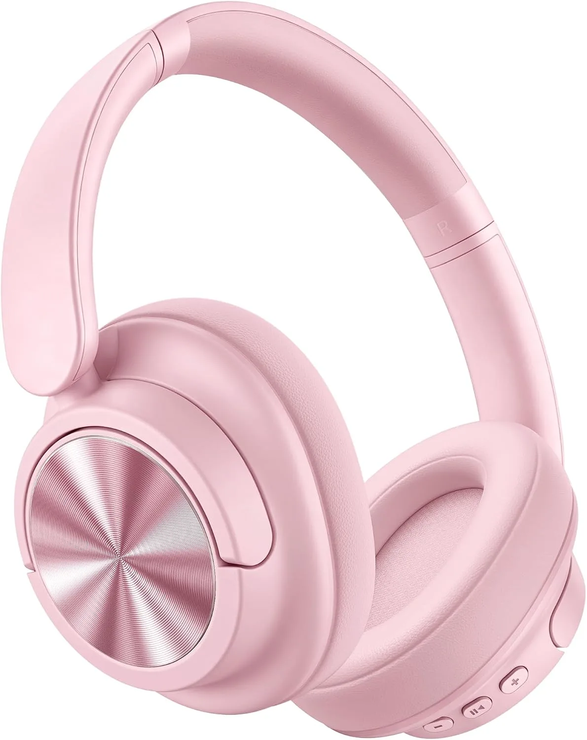 Hybrid Active Noise Cancelling Headphones 120H Playtime Wireless Headphones Bluetooth 6.0 Over Ear Headphones 6 ENC HD Call Mic, Hi-Res 360° Spatial Audio ANC Headphone for Travel Workout Dusty Pink