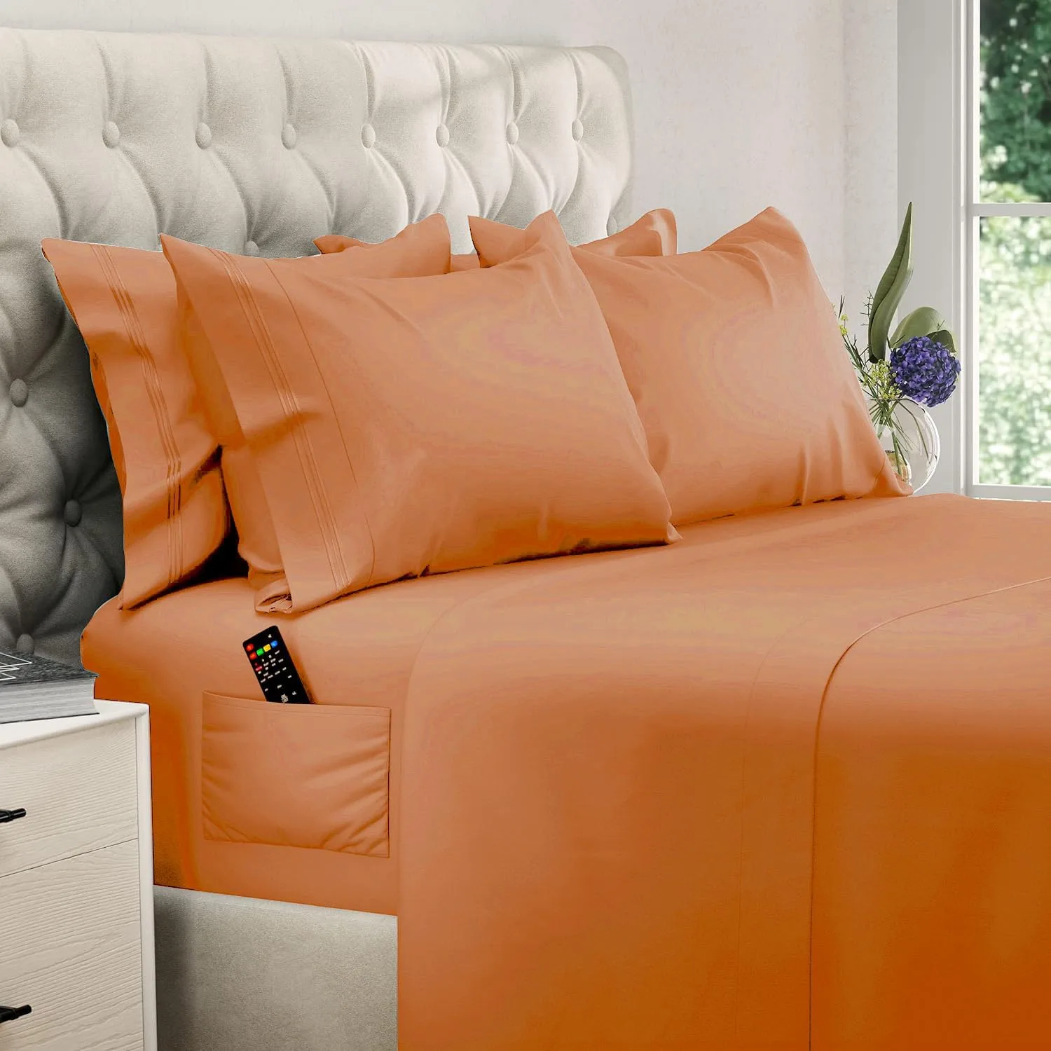DREAMCARE King Size Sheets Set - 6 pcs Breathable Cooling Sheets King Size