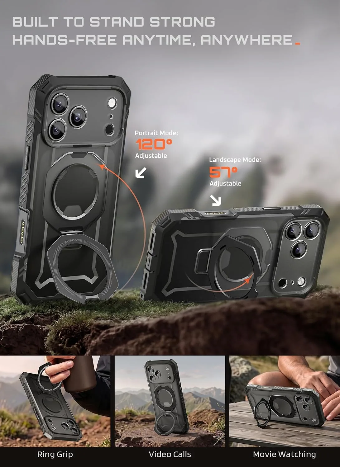 SUPCASE for iPhone 18 Pro Case/iPhone 17 Pro Case, Glass Protector, Black
