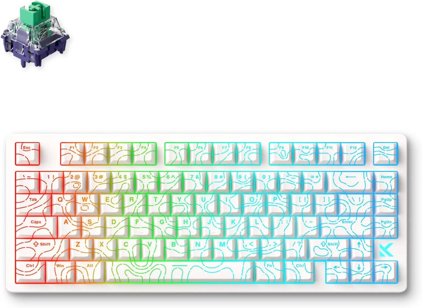 Teclado Gamer Mchose Jet 75 Rapid Trigger 75% Blanco Topográfico
