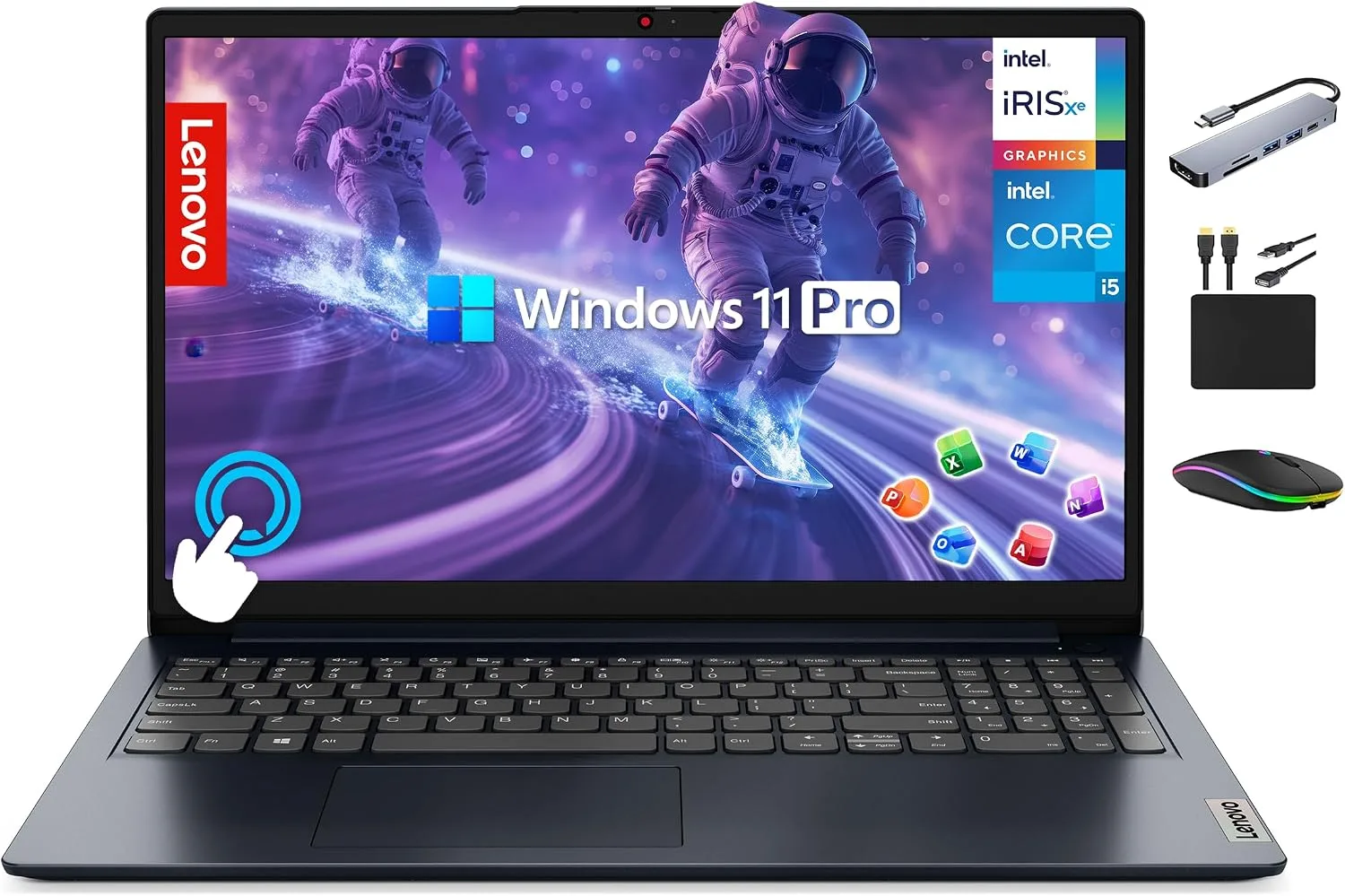 Lenovo IdeaPad 15.6" FHD Touchscreen Laptop Computer 2025, 10-Core Intel i5-1235U (Beat i7-1195G7), 24GB RAM, 1.5TB Storage (1TB SSD + 500GB Ext), MarxsolAccessory, Lifetime MS Office 2024, Win 11 Pro