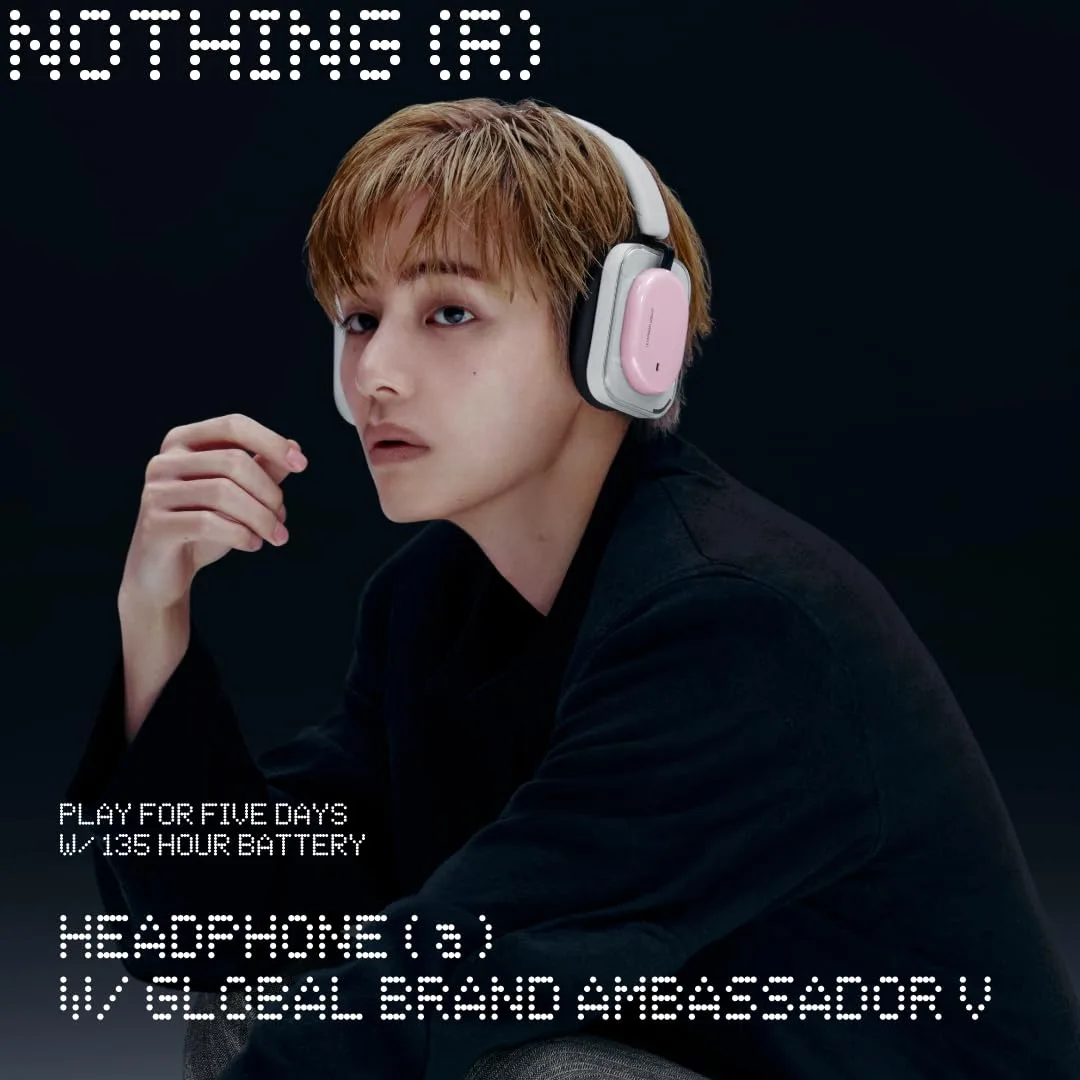 Nothing Headphone (a) 2026 New, Adaptive Active Noise Cancelling Headphones, Wireless Over Ear Bluetooth 5.4 ANC Headset with LDAC Hi-Res, 5 HD Mics Ultra Bass via APP, 135 Hours Playtime, Pink