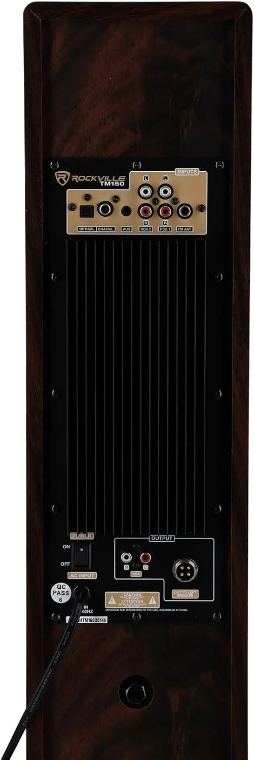 Rockville TM150D Dark Wood Powered Home Theater Tower Speakers, 10" Subs