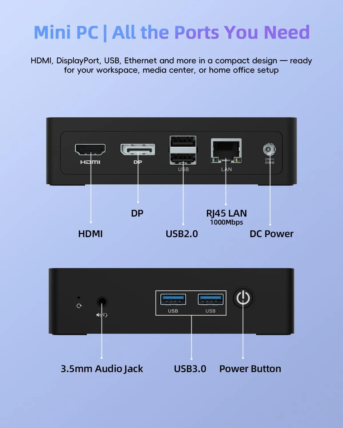 Mini PC, Intel Core i3-8109U (up to 3.6GHz), 12GB RAM 512GB SSD