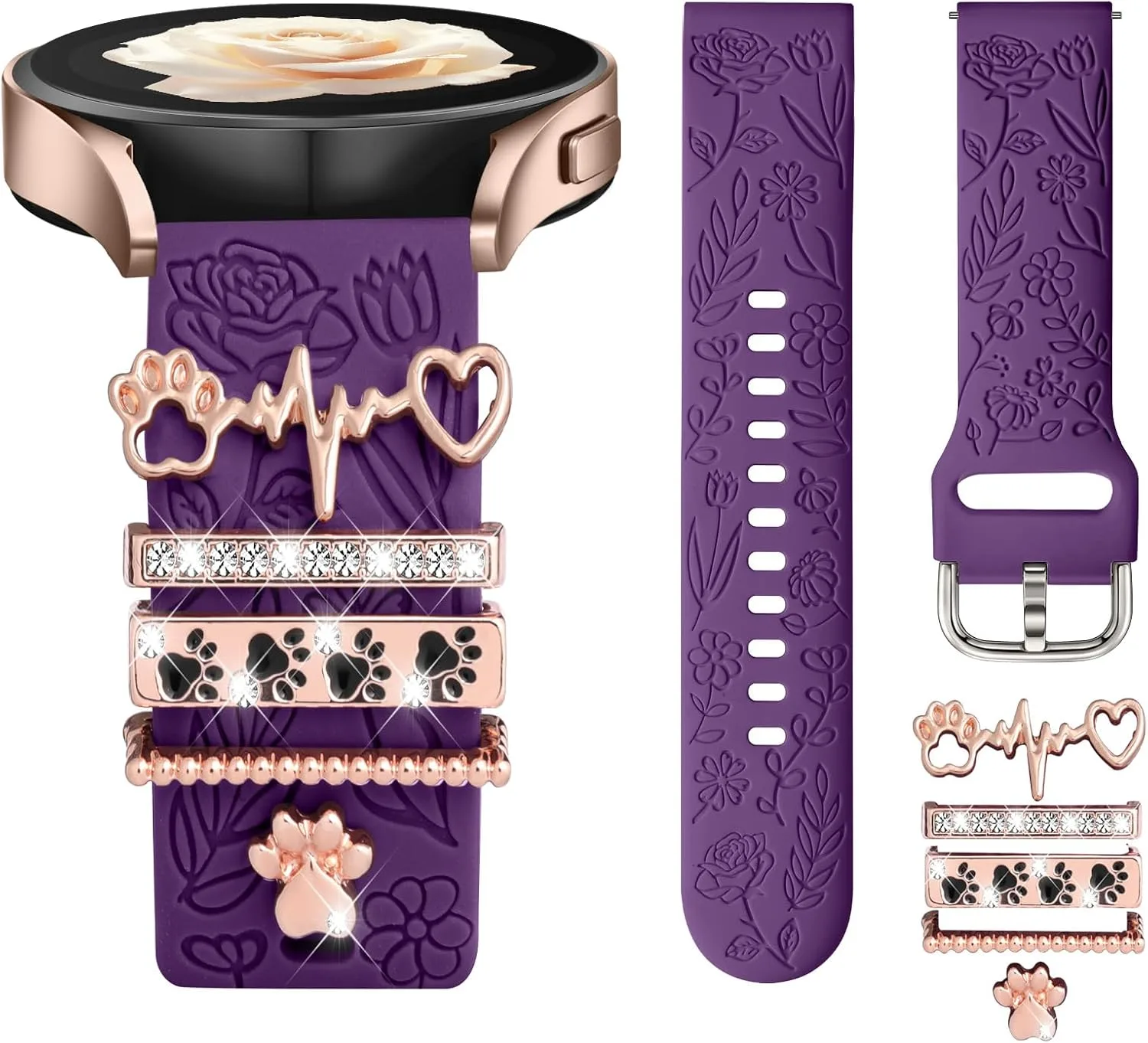 DaQin Flower Engraved Band Compatible with Samsung Galaxy Watch 7 Bands