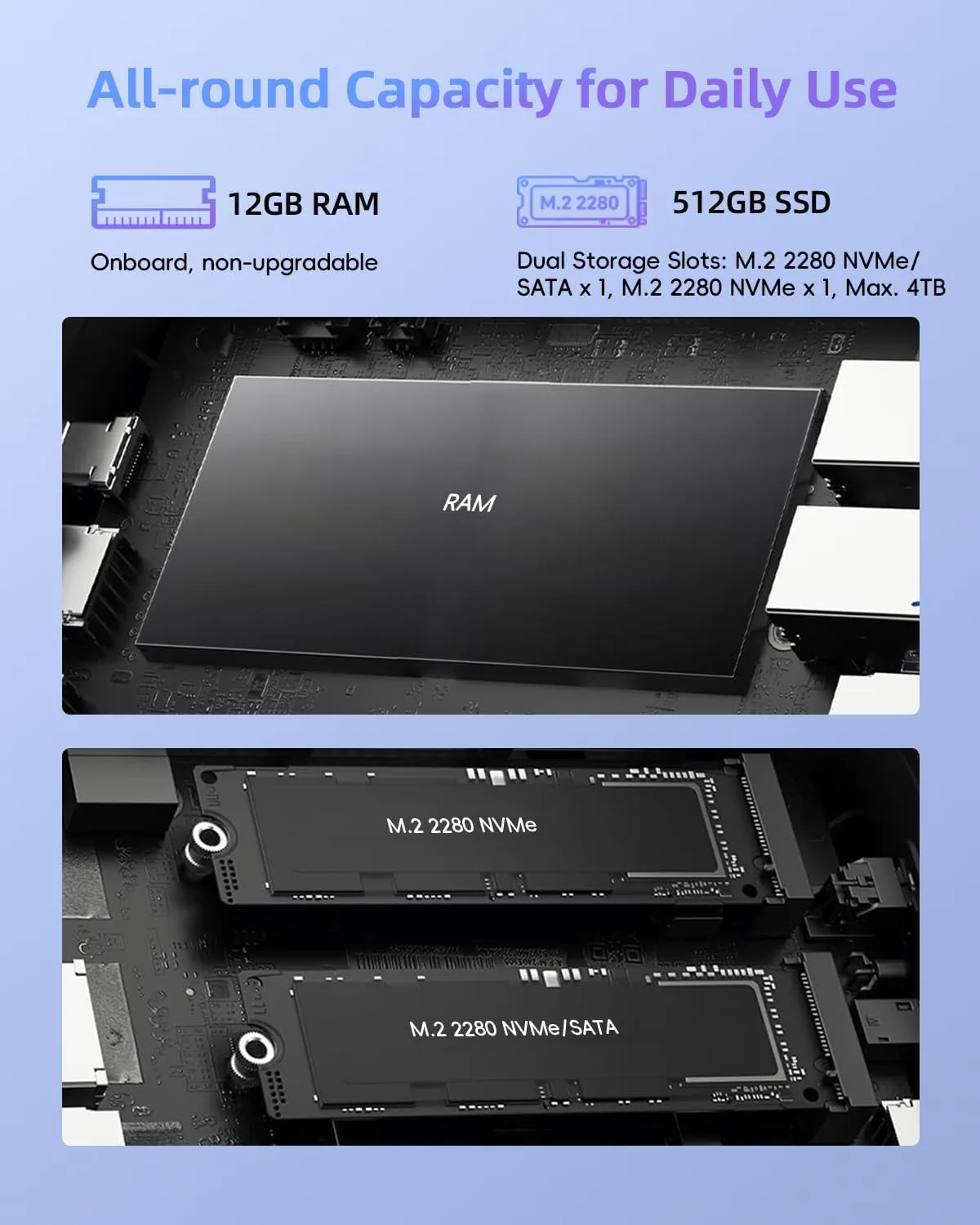 Mini PC, Intel Core i3-8109U (up to 3.6GHz), 12GB RAM 512GB SSD