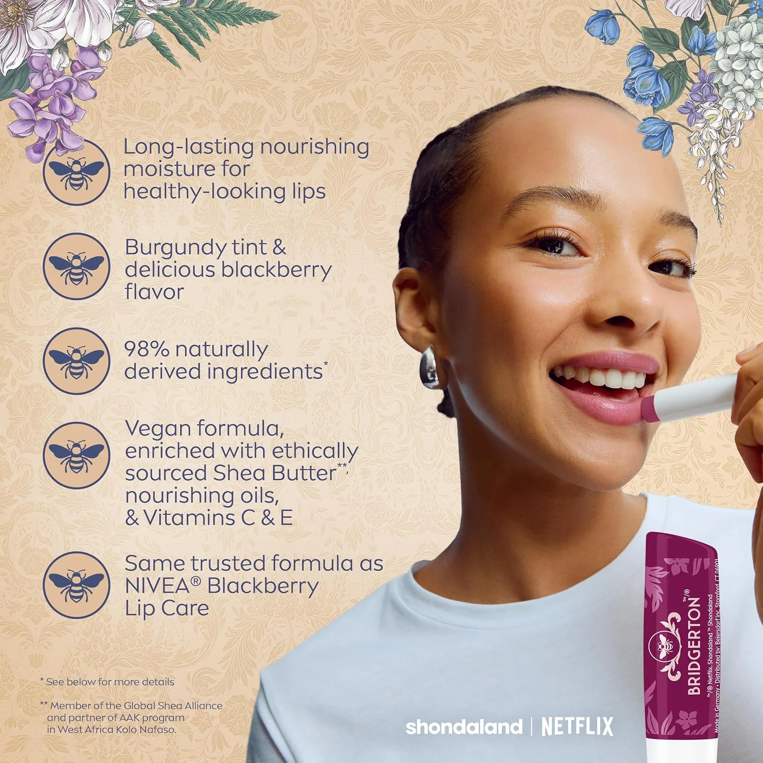 NIVEA Lip Care, Bridgerton Design Lip Balms, Variety Pack, 4 x 0.17 OZ