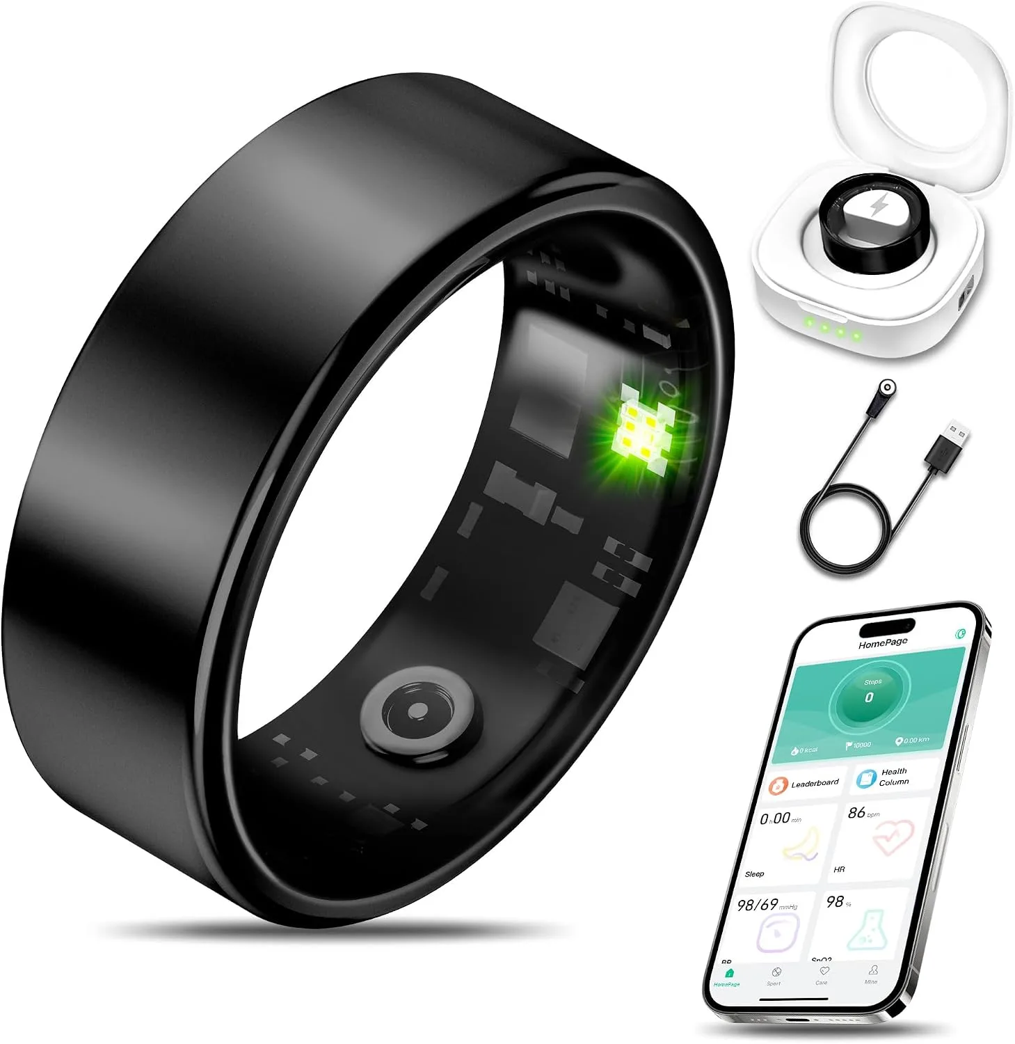 Smart Health Ring Fitness Tracker for Men Women, Black 13