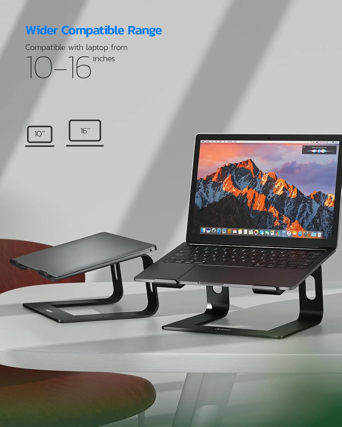 Nulaxy Full Aluminum Laptop Stand, Stable Support to 22 lbs, Black