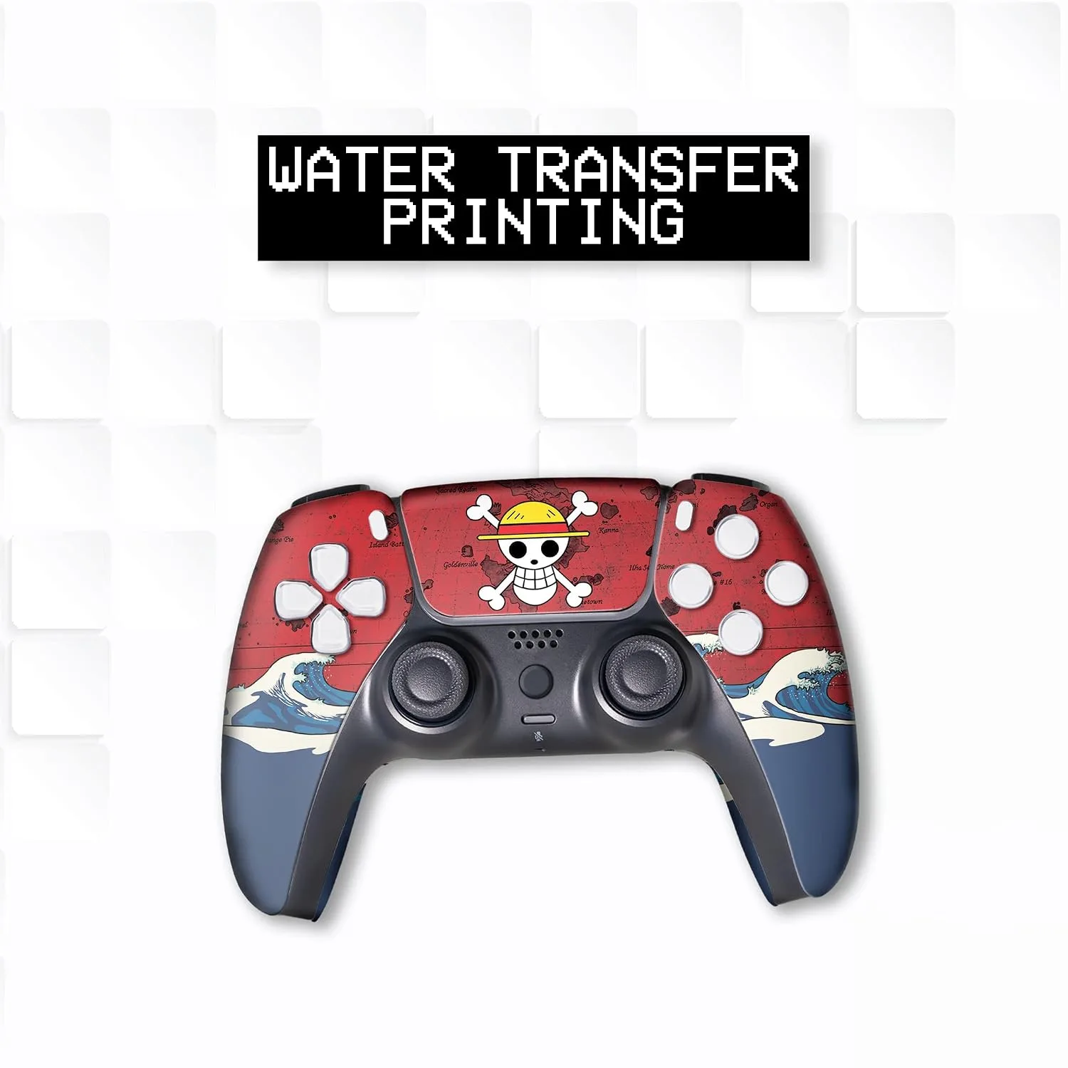 One Peice Custom PS-5 Controller Wireless compatible with Play-Station 5 Console by BCB Controllers | Proudly Customized in USA with Permanent HYDRO-DIP Printing (NOT JUST A SKIN) (MODDED)