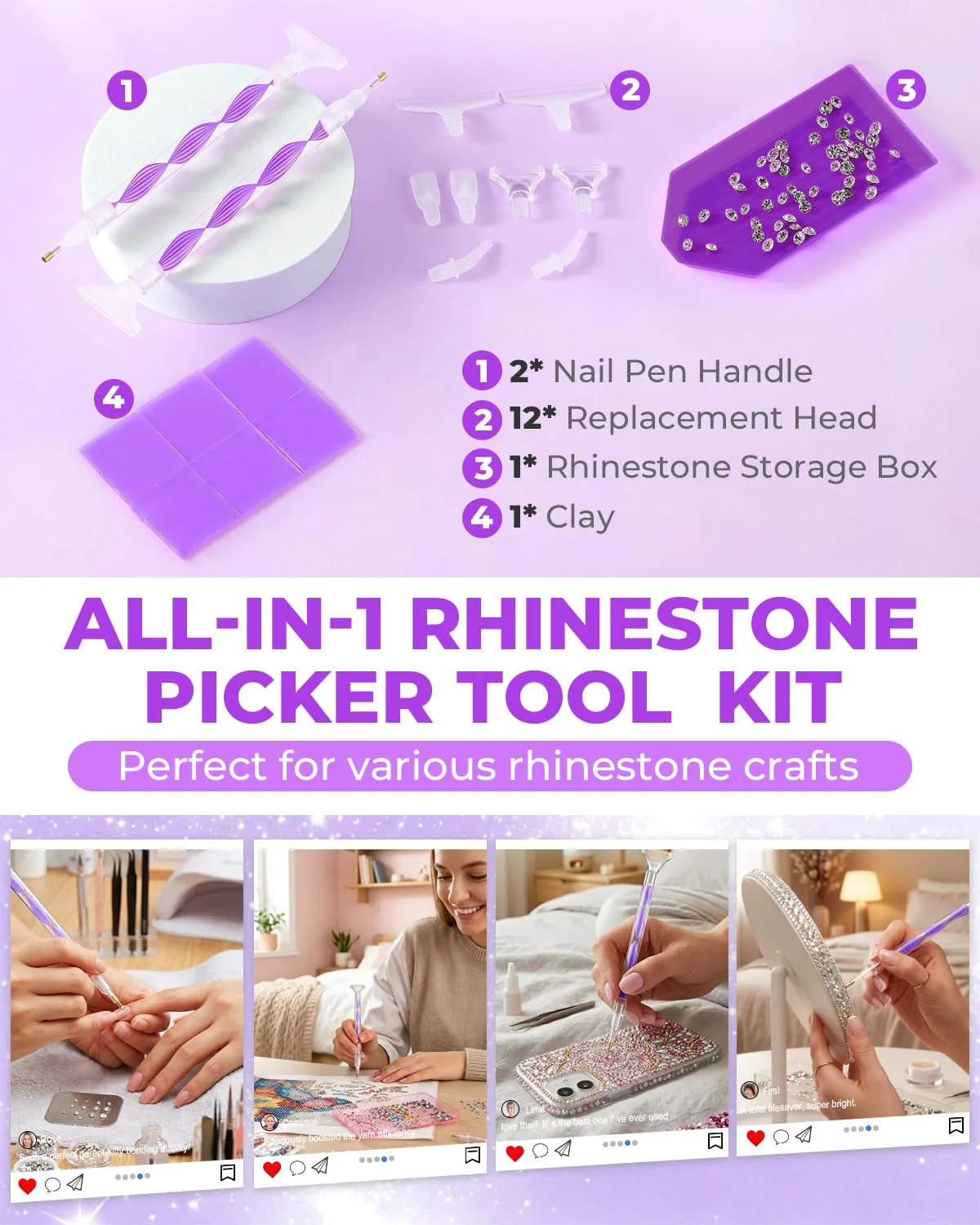 5.0 Pro Rhinestone Picker Tool Kit 16pcs, Bedazzling Pen | Diamond Art Tool