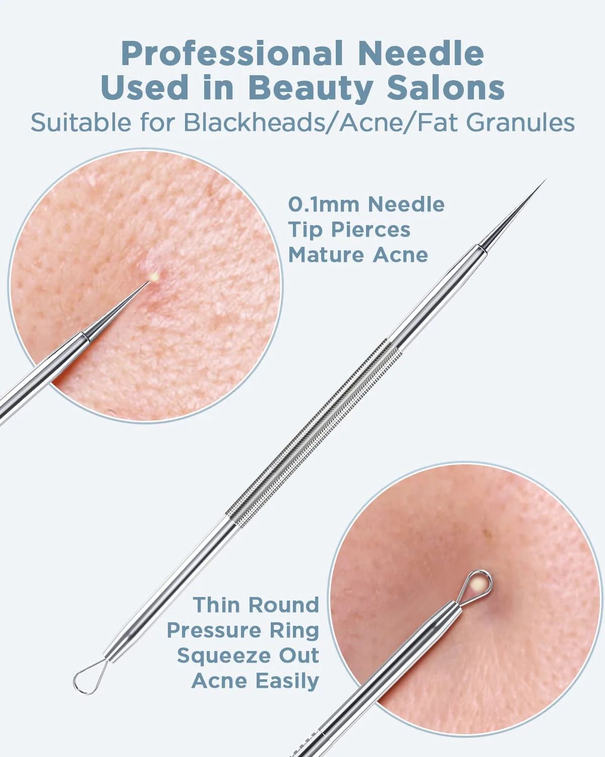 TAYTHI Blackhead Remover Tool, Pimple Popper Tool Kit, Blackhead Extractor tool for Face, Extractor Tool for Comedone Zit Acne Whitehead Blemish, Stainless Steel Extraction tools