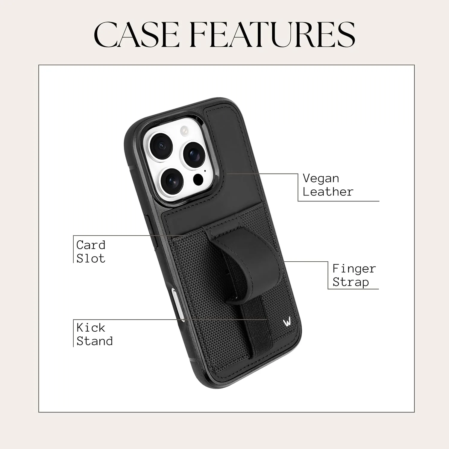 Walli Cases Wallet Phone Case for iPhone 15 Pro, Card Holder Kickstand