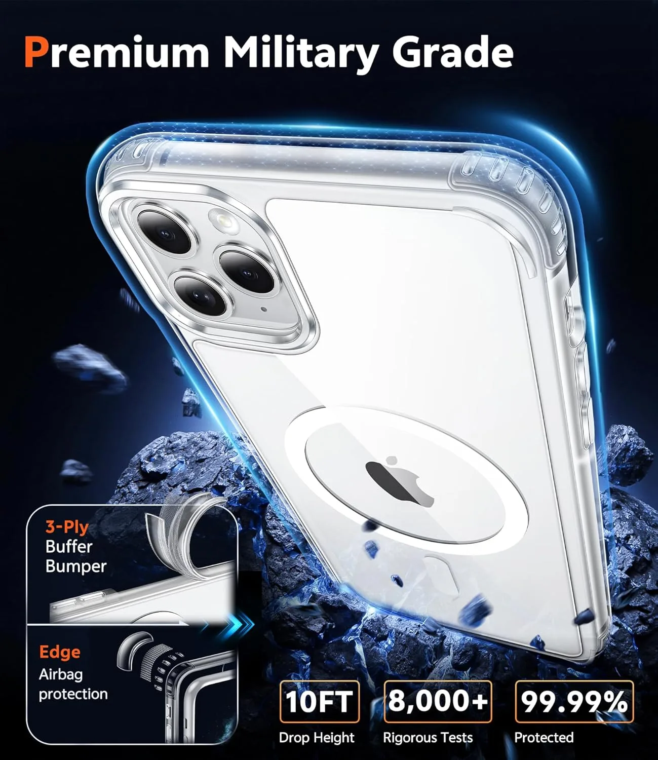 FNTCASE for iPhone 11 Pro Case Clear Slim Compatible with Magsafe