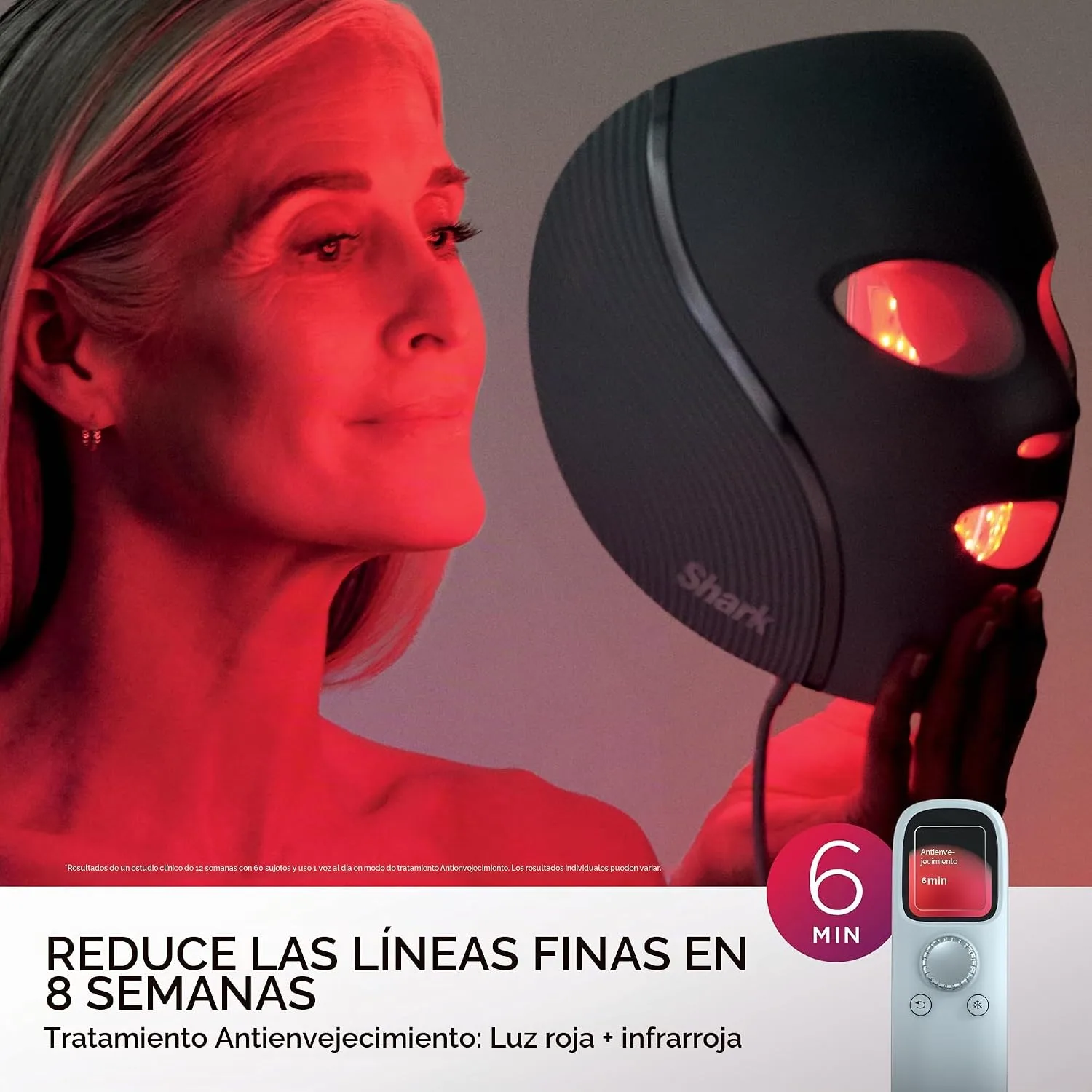 Shark CryoGlow LED Face Mask, Red Light Therapy, Under-Eye Cooling, FW312PK
