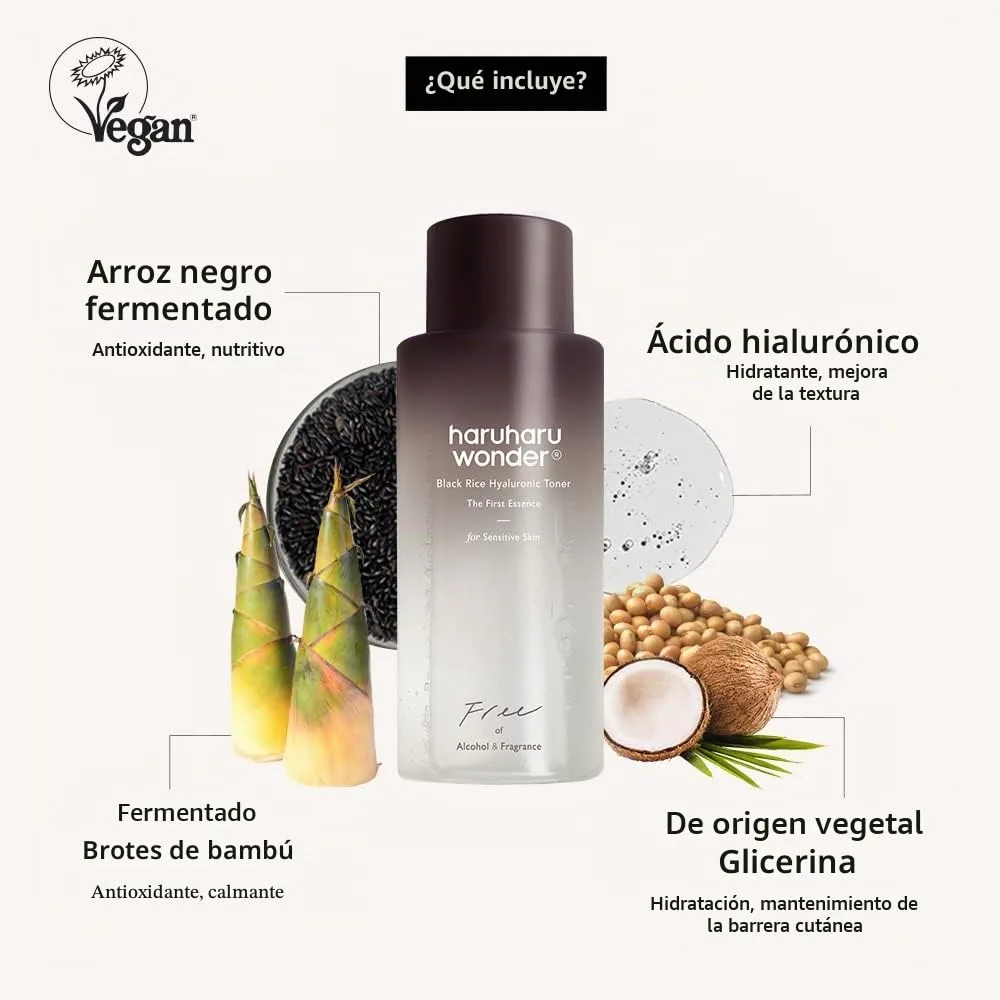 HARUHARU wonder Black Rice Hyaluronic Toner for Sensitive Skin, 5.07 fl. oz