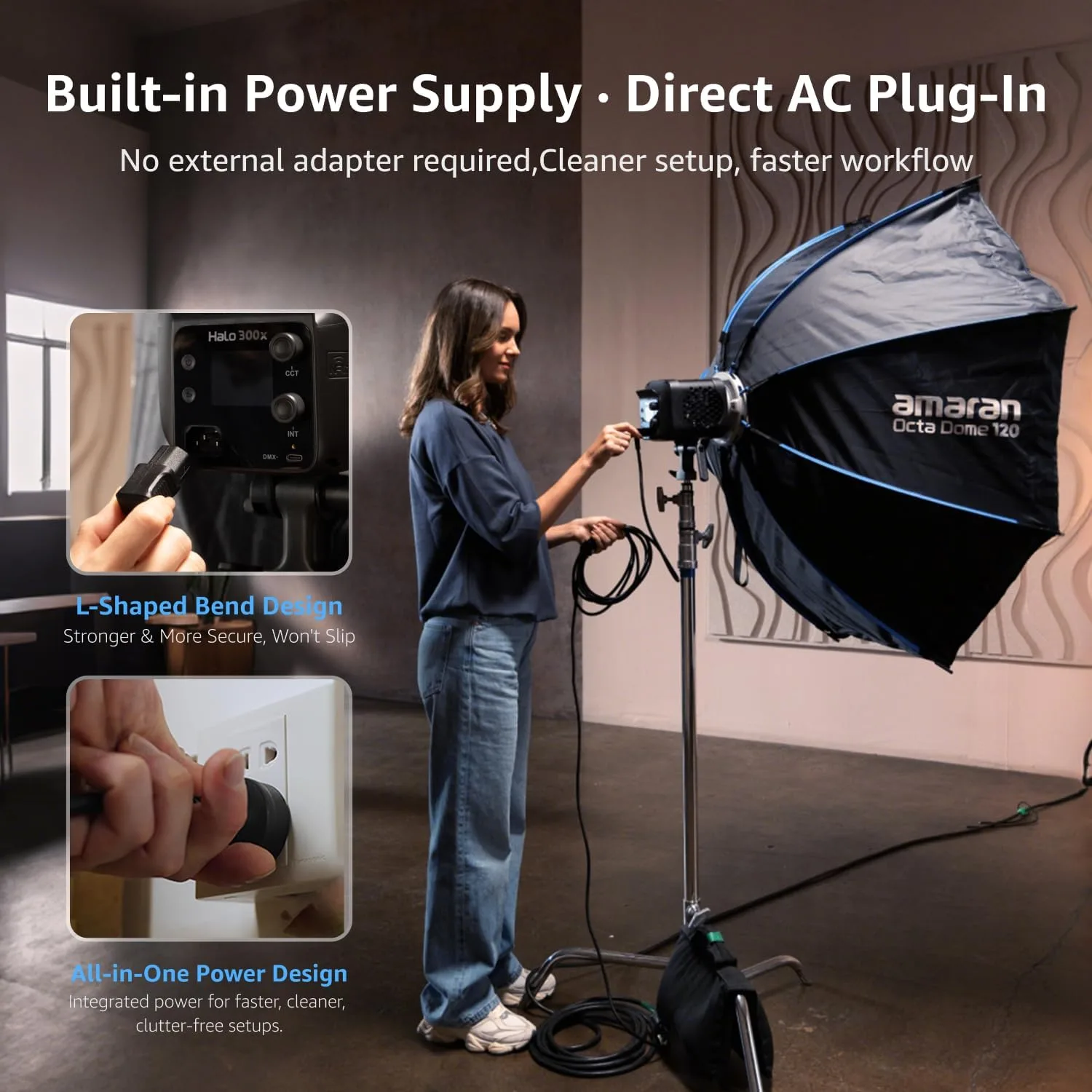 amaran Halo 300x LED Studio Light Compact 305W Bi-Color COB Video Light