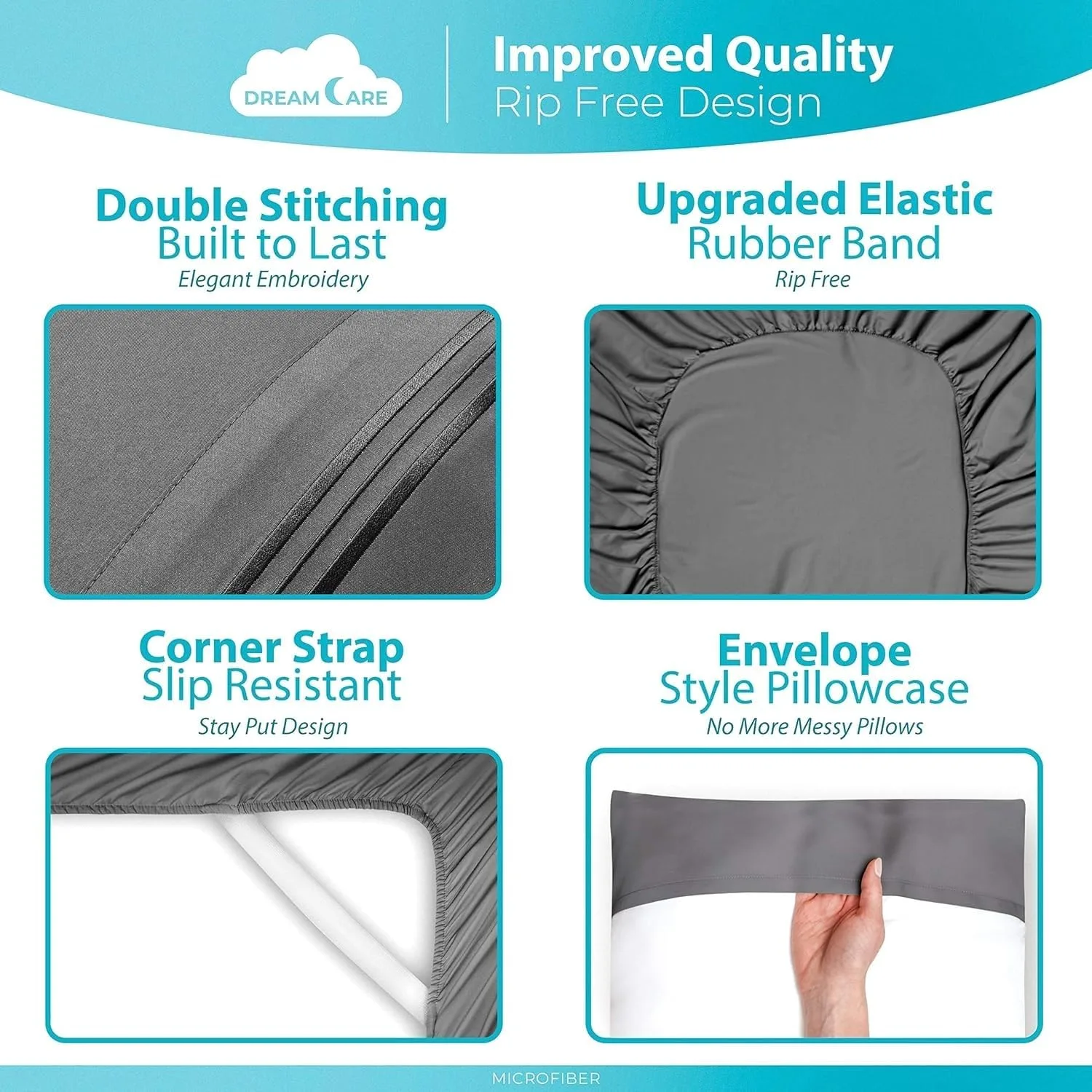 DREAMCARE King Size Sheets Set - 6 pcs Breathable Cooling Sheets King Size