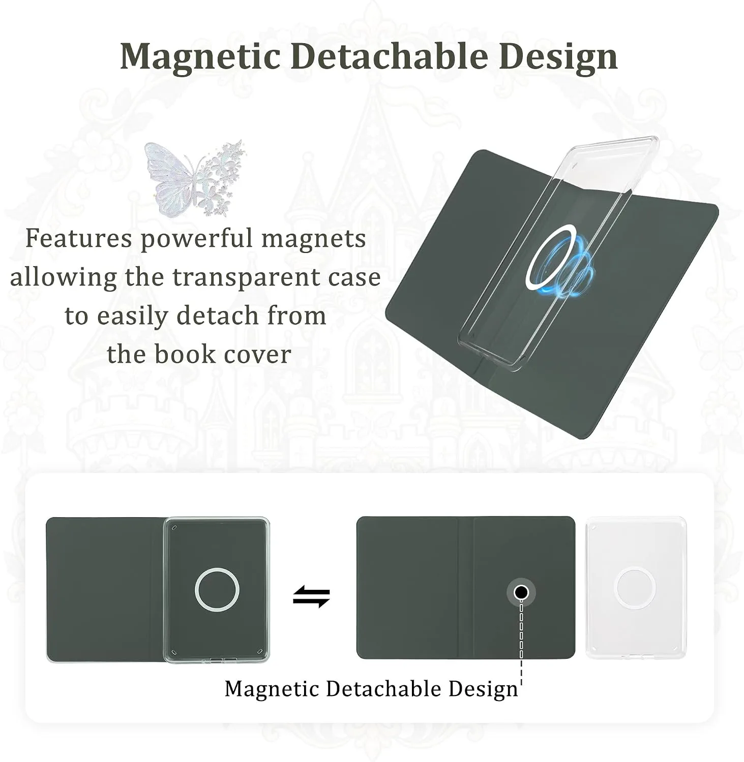Magnetic Book Cover Case for 7'' Kindle Paperwhite & Colorsoft