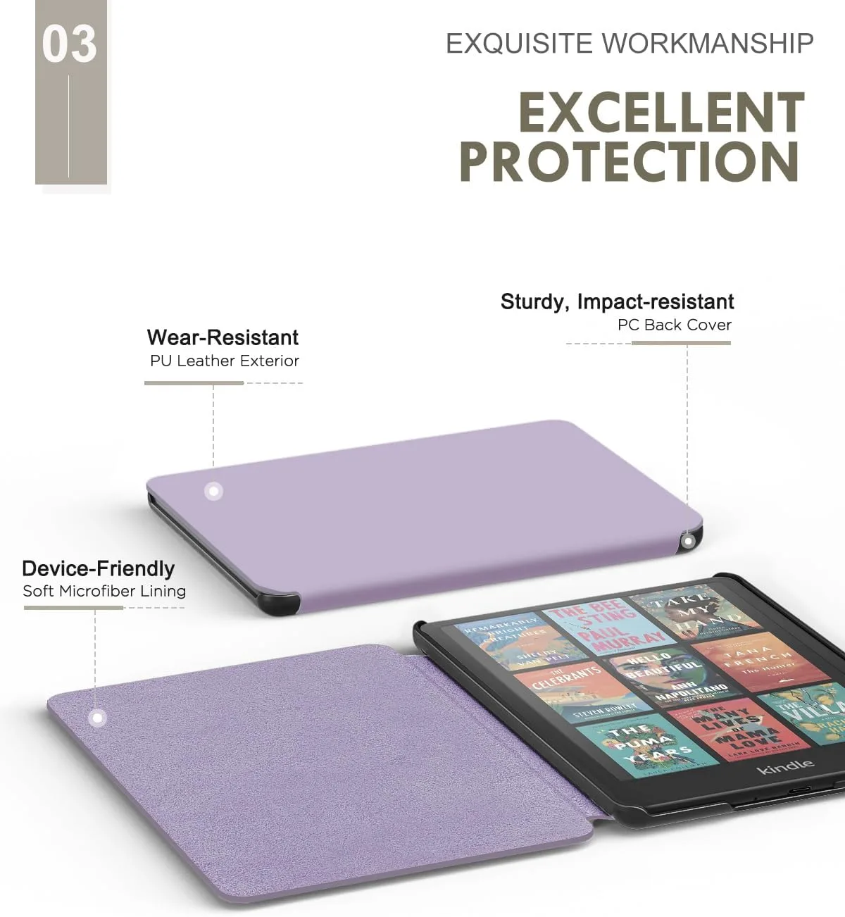 Moko Case for 7" Kindle Paperwhite 12th Gen 2024/Colorsoft, Taro Purple