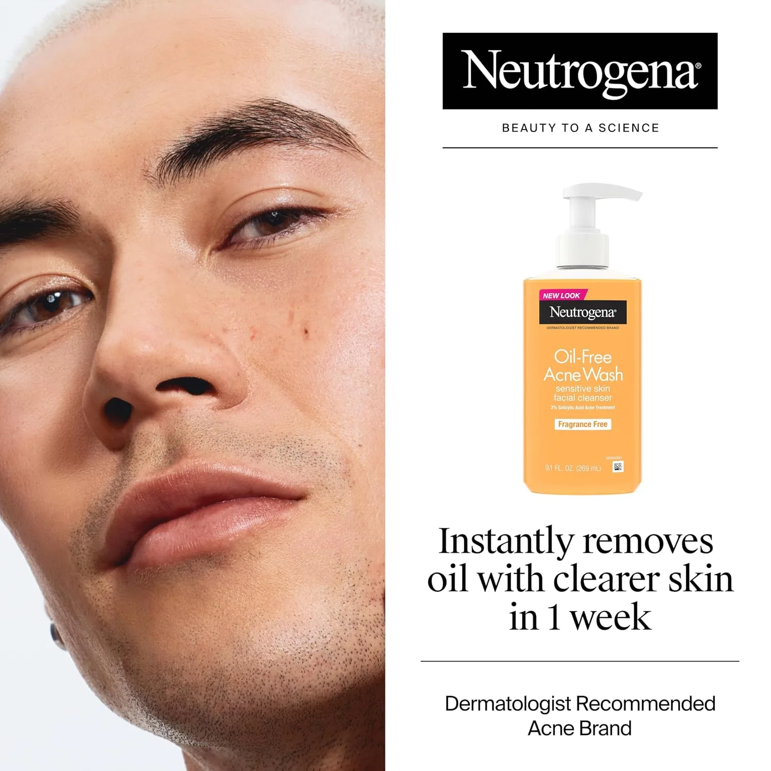 Neutrogena Oil Free Acne Face Wash, Fragrance Free, 9.1 fl oz