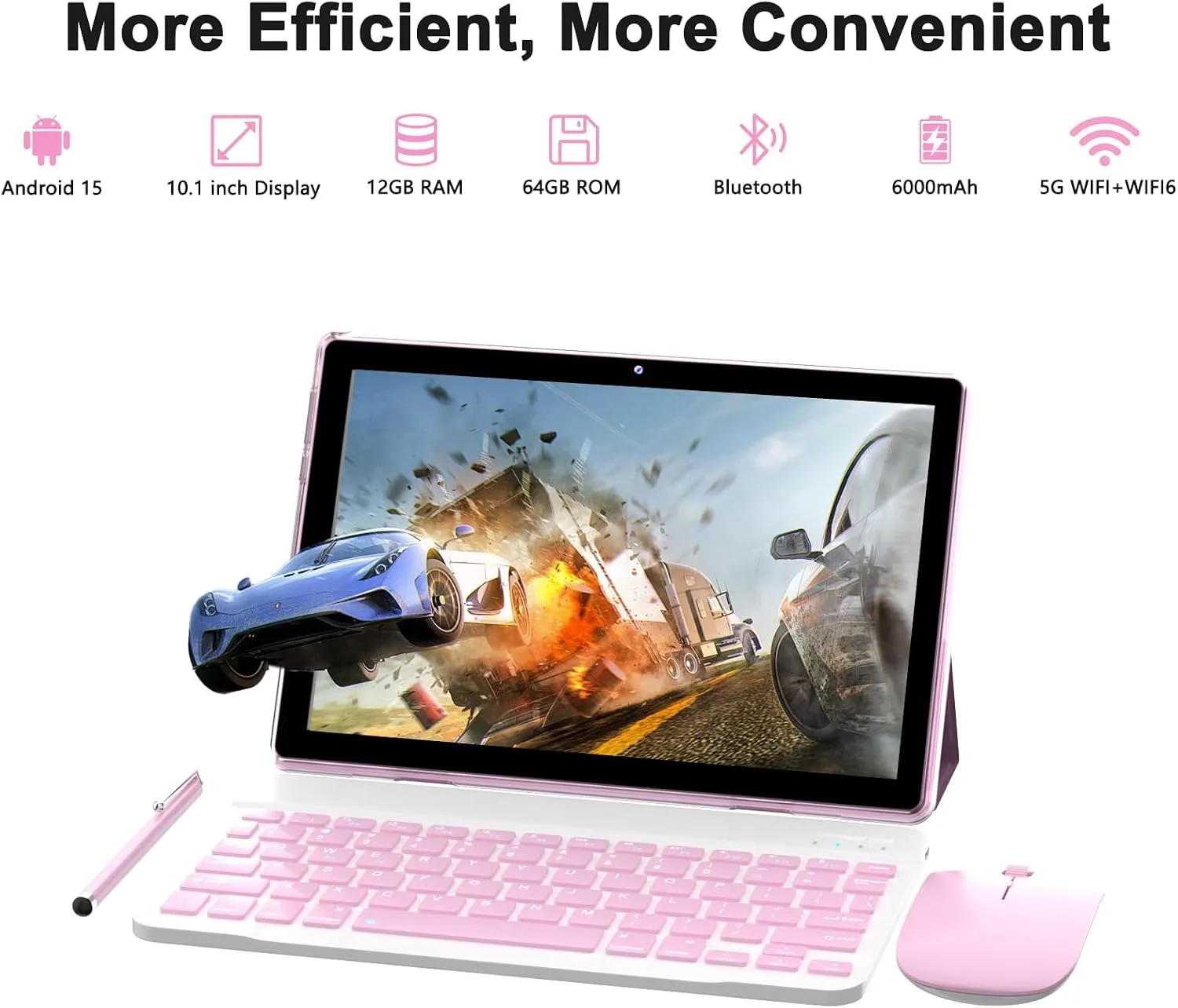 10 Inch Tablet Android Tablets 64GB 12GB RAM 10" Android Tablet Supports 1TB Expansion Dual Camera 6000mAh Long-lasting battery WiFi-6 Tableta 2 IN 1 Tablets with Bluetooth Mouse Case Stylus Keyboard