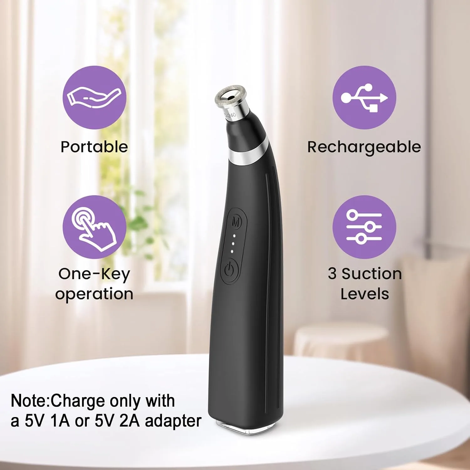 Diamond Microdermabrasion Machine, UNOISETION Rechargeable Micro Dermabrasion Facial Tool with 12 Diamond Tips, Blackhead Remover for Home Travel