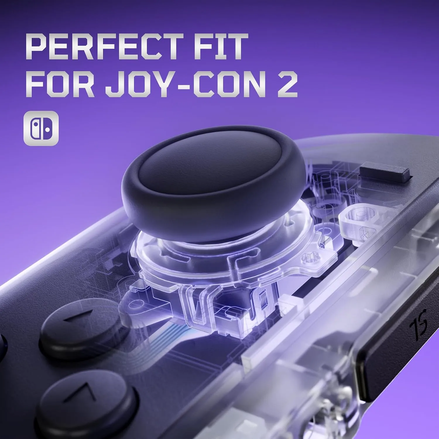 eXtremeRate Replacement 3D Joystick & Thumb Grips & Side Rail Shell Buttons for Nintendo Switch 2 JoyCon, Console Rail Stickers Controller Left Right Analog Stick Thumbsticks Caps for Switch 2 - Clear