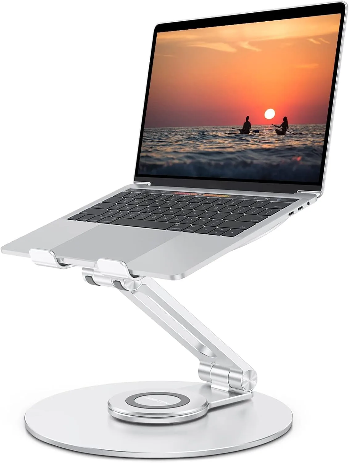 Base para laptop Omoton ajustable con base giratoria 360° hasta 17" plateada
