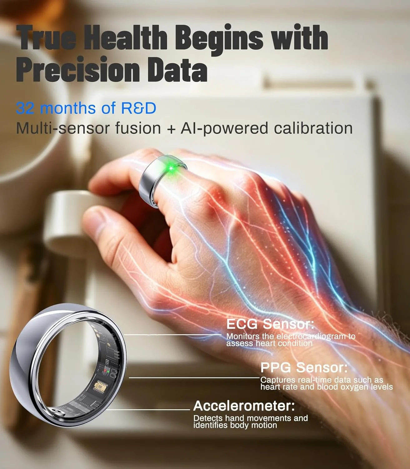 AI Smart Ring for Women Men, Health Ring with AI Health Analysis