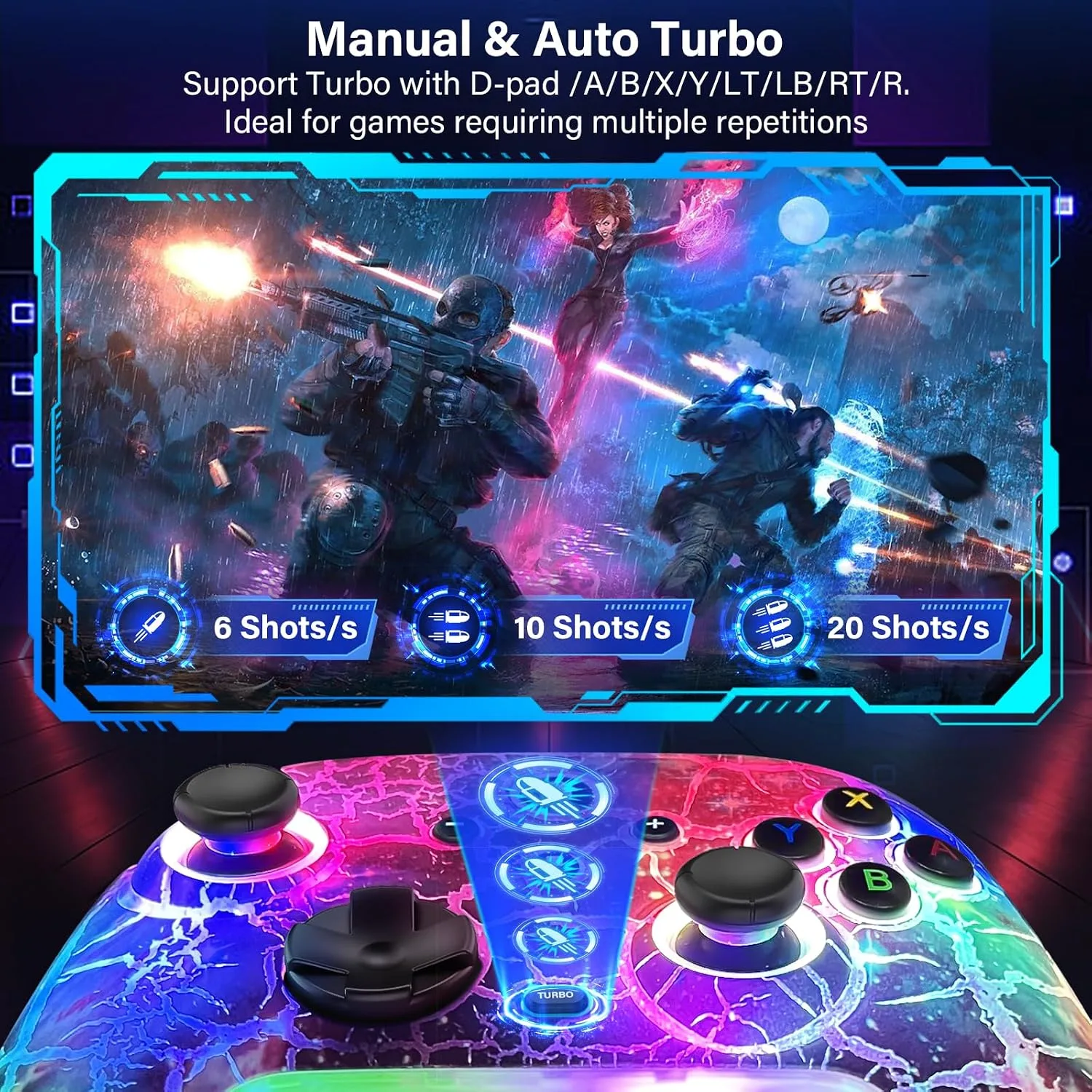 Switch Controllers for Nitendo Switch/Lite/OLED, 1200mAh Wireless Switch Pro Controller, 10 Colors Light & Cool Nebula Design, Switch Turbo controller with Vibration/Motion Control/Turbo/Gyro/Wake up