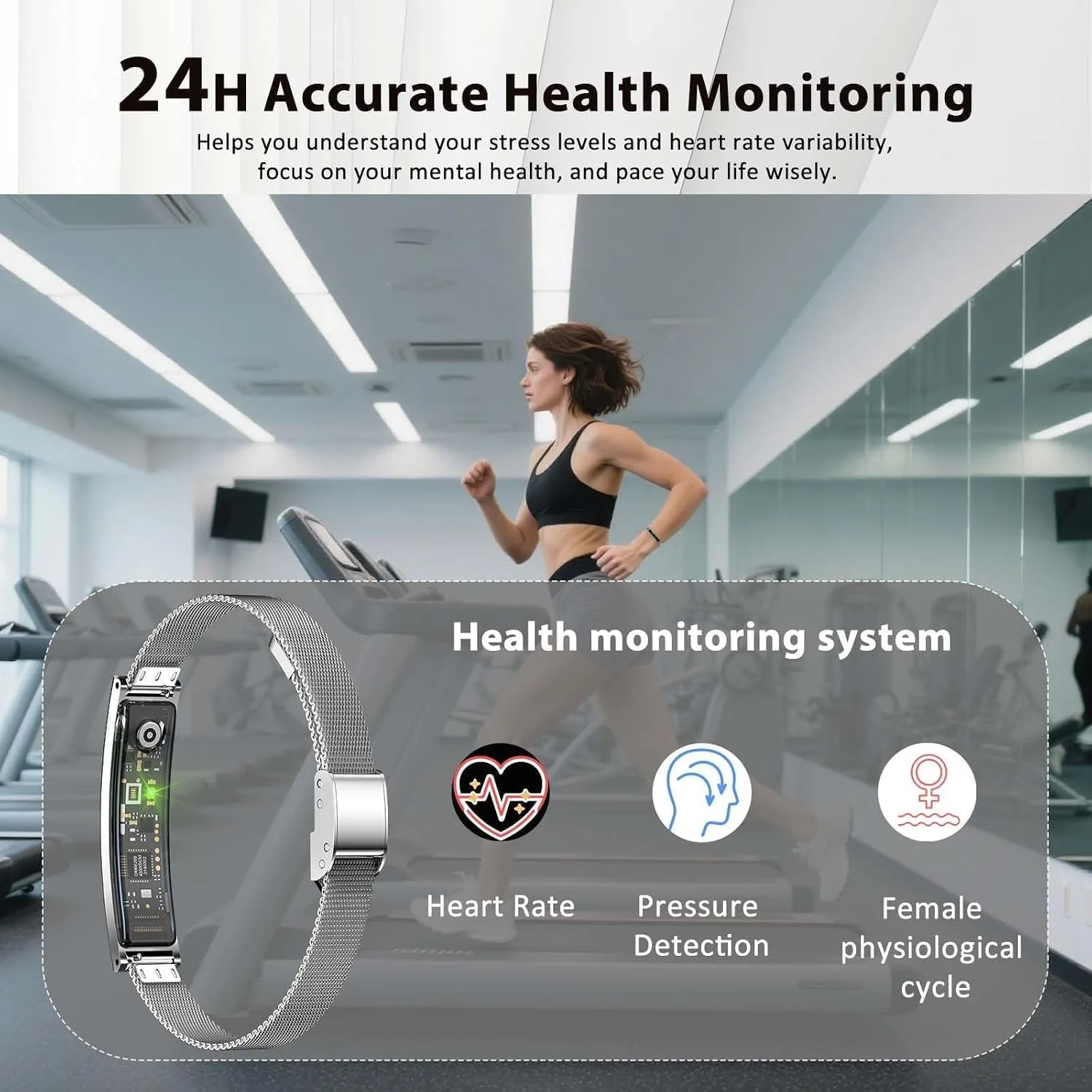 Fitness Health/Calorie Tracker with 2 Bands, Sleep Detection Bracelet
