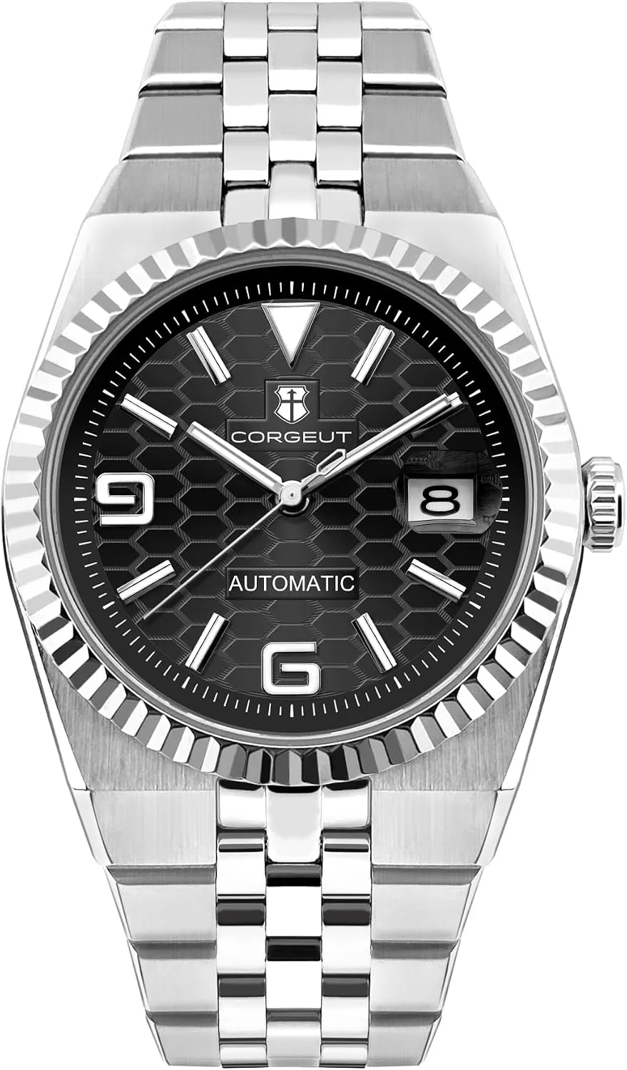 Corgeut Automatic Diver Watch for Men - 40mm Sapphire Crystal, 100M Water Resistant, Luminous Honeycomb Dial, Japanese Mechanical Movement, Stainless Steel