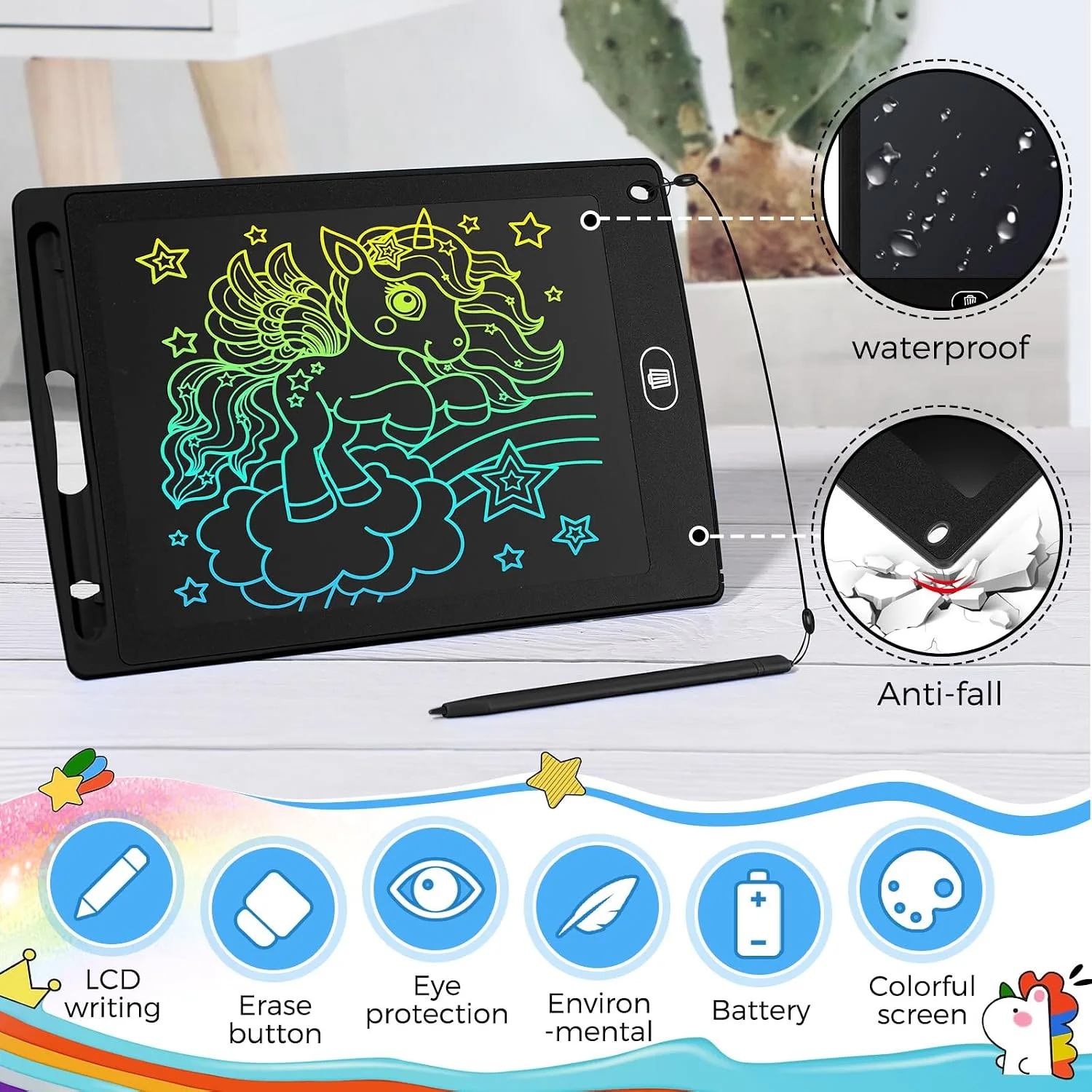 Zhehao 48 Pcs 8.5 Inch LCD Writing Tablet for Kids, Black