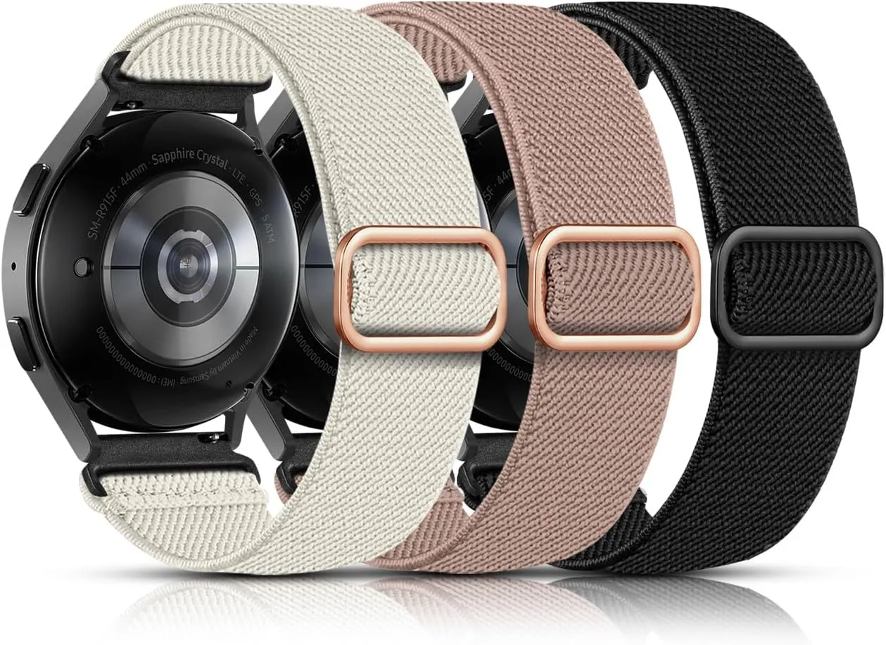 Lerobo Elastic Bands Compatible with Samsung Galaxy Watch 7/6/5/4 40mm 44mm/for Galaxy Watch 6 Classic 43mm 47mm/Watch 4 Classic Band 42mm 46mm/Active 2,3 Pack 20mm Adjustable Breathable Sport Band