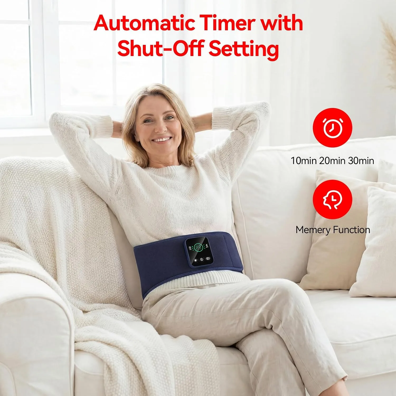 Cordless Red Light Therapy Belt for Body Back & Abdomen with Vibration